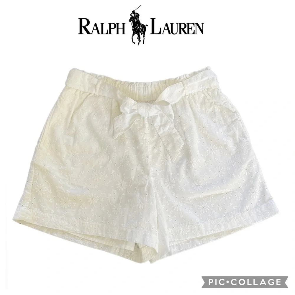 Polo Ralph Lauren girls white floral eyelet shorts size 14 NWT